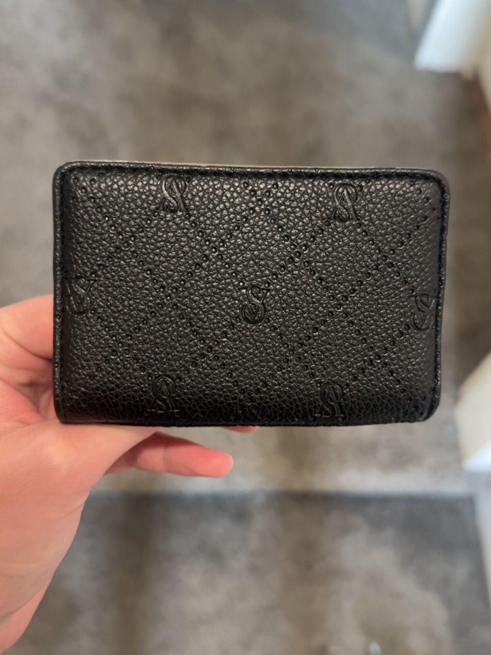 Victoria's Secret Black Embossed Logo Card Case
